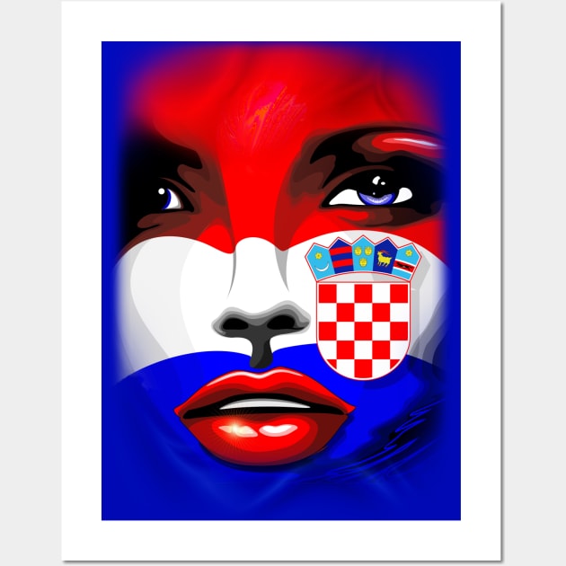 Croatia Flag Beautiful Girl Portrait Wall Art by BluedarkArt